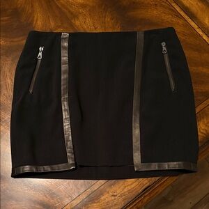Rag & Bone Black Mini Skirt with Leather Trim